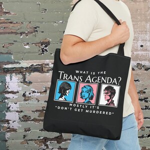 Trans Rights Tote Bag, Trans Agenda Bag, Protect Trans Kids, Trans Lives Matter Reusable Bag, LGBT Gift, Transgender Flag, Tote Bag Trans image 1