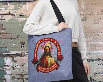 The Original Radical Socialist Tote Bag | Democratic Socialism & Anti-Christian Nationalism | Eat the Rich Jesus Gift