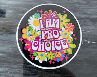 Retro Feminist Sticker, I Am Pro Choice, Waterproof Laptop Sticker, Waterbottle Sticker, Smash the Patriarchy, Liberal Feminism, RBG Sticker