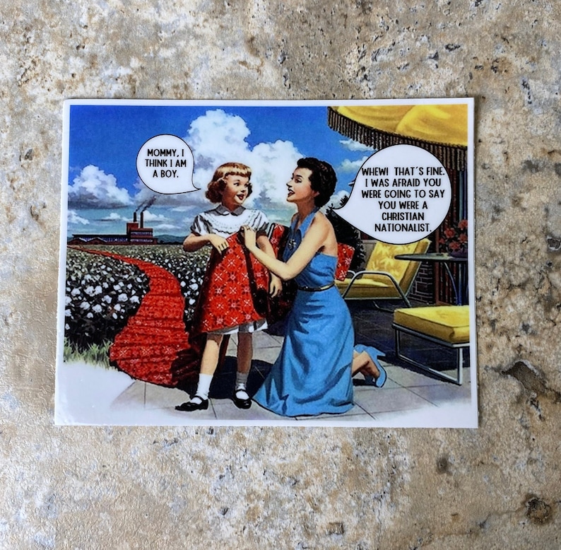 Anti-Christian Nationalism Sticker, Trans Sticker, Leftist Sticker, MacBook Stickers, Laptop Sticker, iPad Stickers, Sarcastic Water Bottle image 1