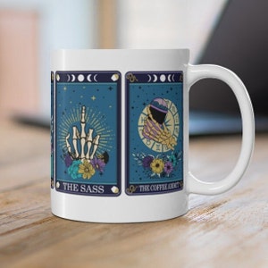 Skeleton Tarot Card Mug, Funny Tarot Card Mug, Skeleton Mug, Spooky Witchy Mug, Witch Mug, Goth Mug Halloween Coffee Mug Skull Mug Latte Mug