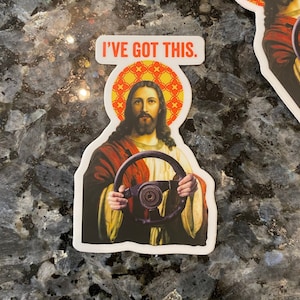 Jesus Stickers, Christian Stickers, Jesus Take The Wheel, Faith Stickers, Catholic Stickers, Funny Jesus Sticker, Waterproof Sticker, Vinyl