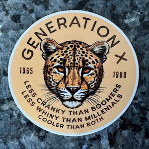 Sticker génération X, sticker génération X, cadeaux génération X, sticker drôle des années 70, sticker drôle des années 80, cadeau 50e anniversaire, sticker pour ordinateur portable, autocollant bouteille d'eau