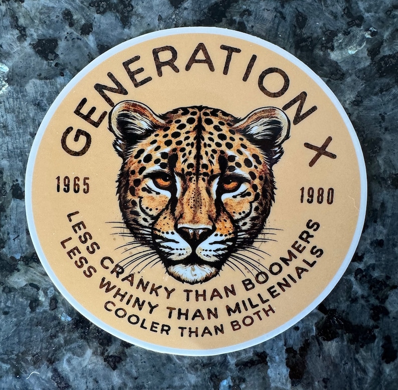 Generation X Sticker, Gen X Decal, Gen X Gifts, Funny 70s sticker, 80s Funny sticker, 50th Birthday Gift, Laptop Decal, Water Bottle Sticker bild 1