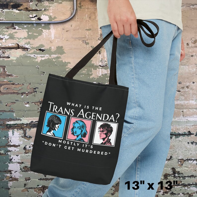Trans Rights Tote Bag, Trans Agenda Bag, Protect Trans Kids, Trans Lives Matter Reusable Bag, LGBT Gift, Transgender Flag, Tote Bag Trans image 2