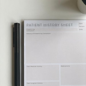 Patient History Taking Notepad -  Medicine/Physician Associate/Nursing/Dentistry/Pharmacy