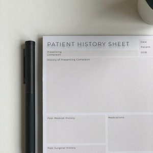 Patient History Taking Notepad -  Medicine/Physician Associate/Nursing/Dentistry/Pharmacy