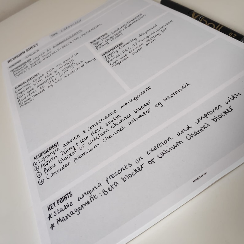 Revision Notepad The Ultimate Clinical Revision Notepad – Condition Template - Etsy UK