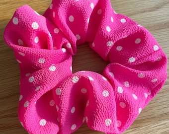 Pink Scrunchie | Polka dot scrunchie | Girls scrunchie | Stocking filler for her | Hair accessories