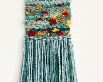 Woven Wall Hanging | Green Wall Decor | Yarn Art | Tapestry