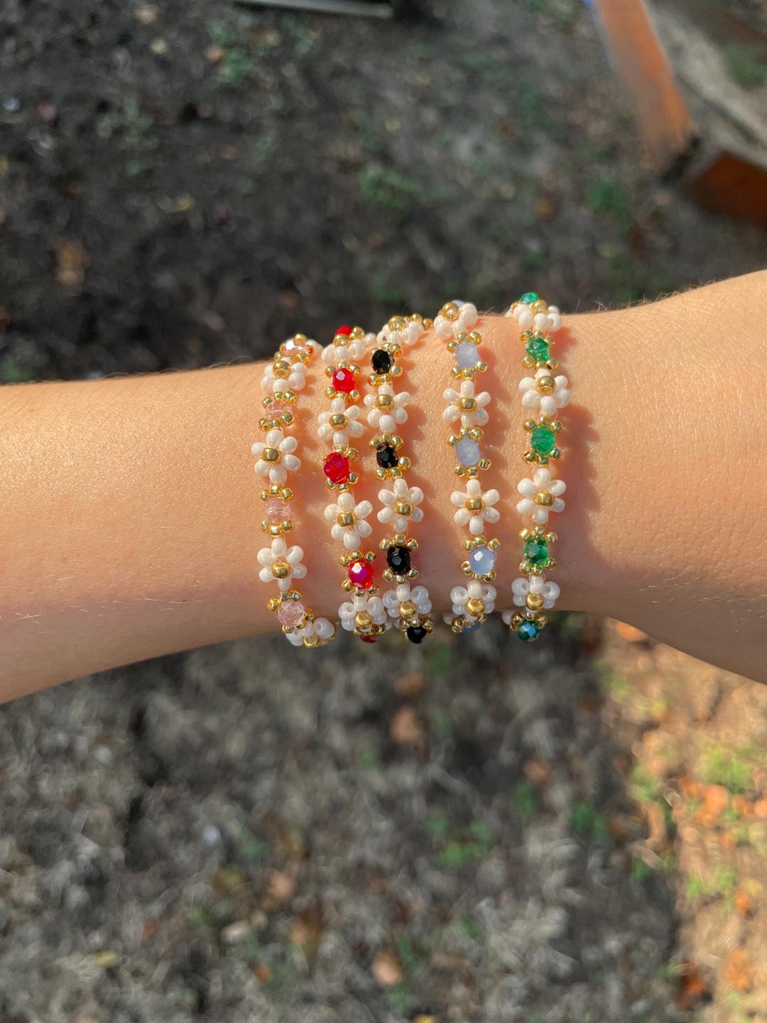 Daisy Bracelet | Daisy Beaded Bracelet | Adjustable Daisy