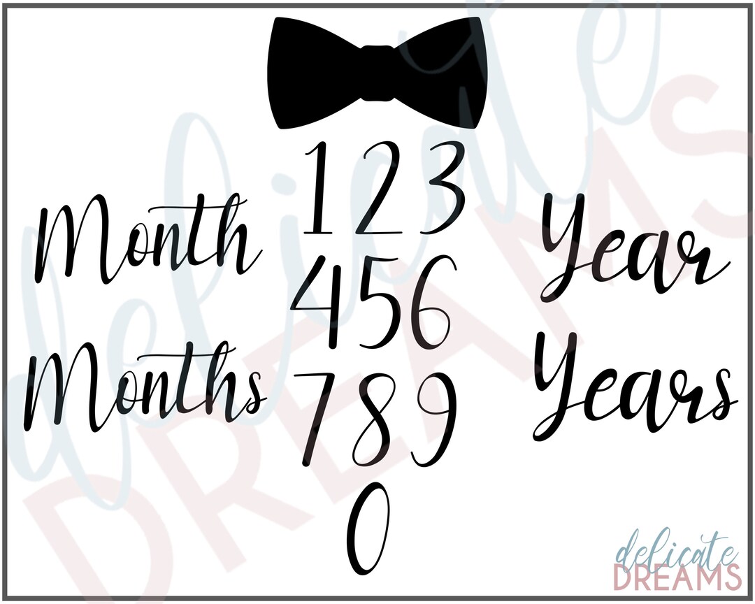Bow Tie Baby Monthly Milestone Bow Tie Onesie SVG Digital Download Cut ...