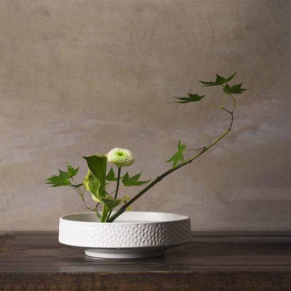 Handmade Ikebana Vase in Hammered Pattern White and Black Etsy