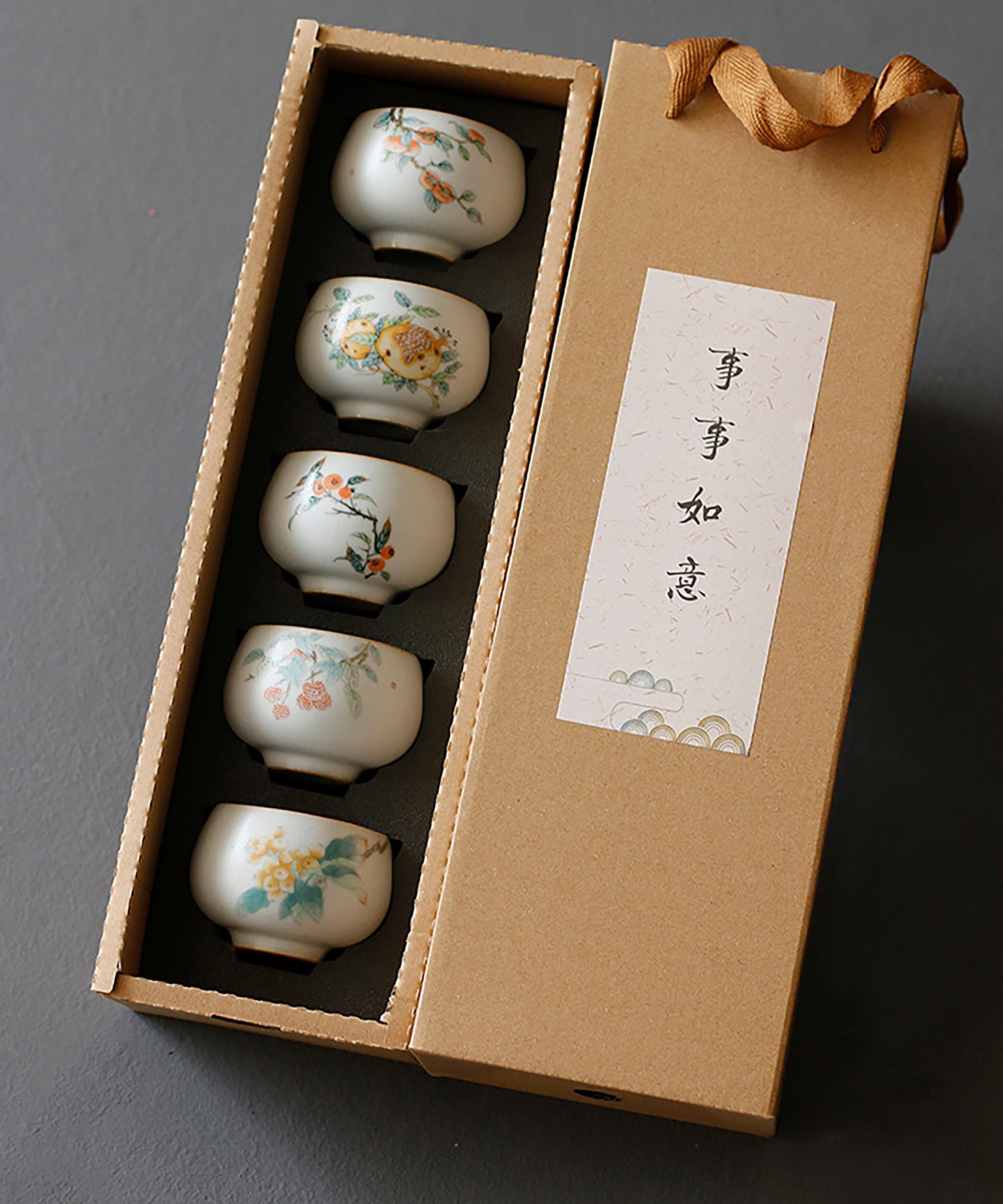 Handmade RUYAO Porcelain Teacup Value Set 5 Cups Etsy Canada