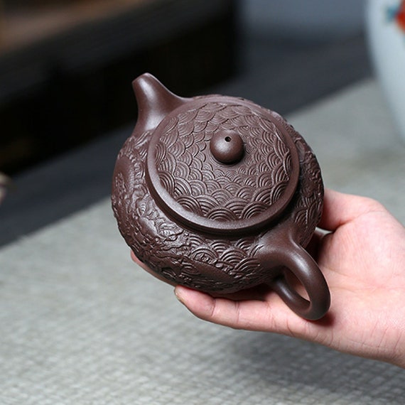 Handmade Yixing Zisha Clay Teapot Relief Carving Dragon Etsy