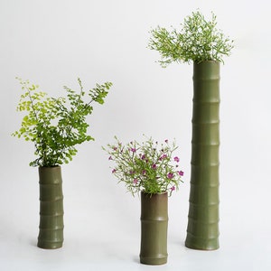 Ceramic Bamboo Vase, Ikebana Bamboo Vase