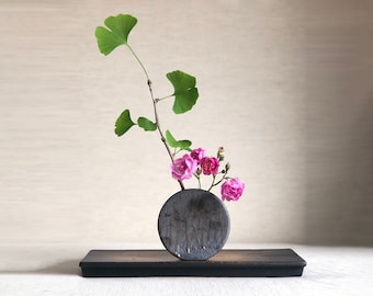 Handmade Round Shaped Pottery Flower Arranger, Countertop Decoration
