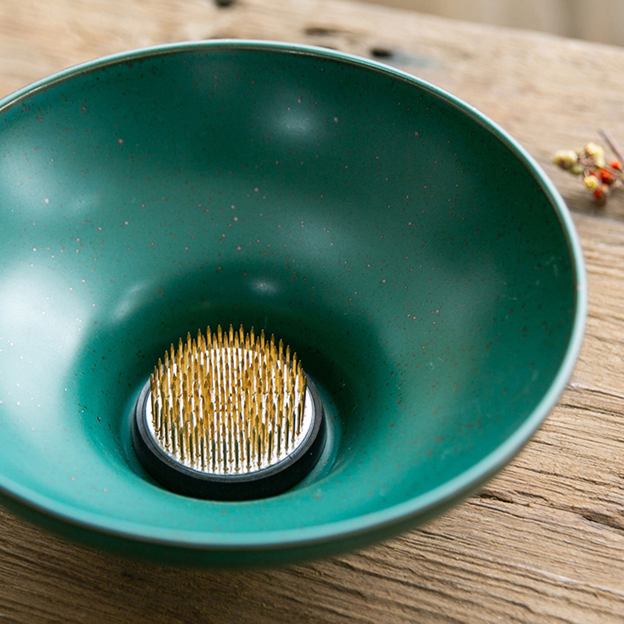 Peacock Green Ceramic Ikebana Bowl/ Ikebana Vase Traditional Etsy