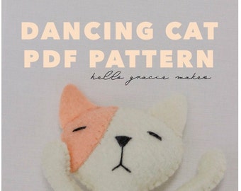 PDF Pattern Dancing Cat Tutorial and Video Included