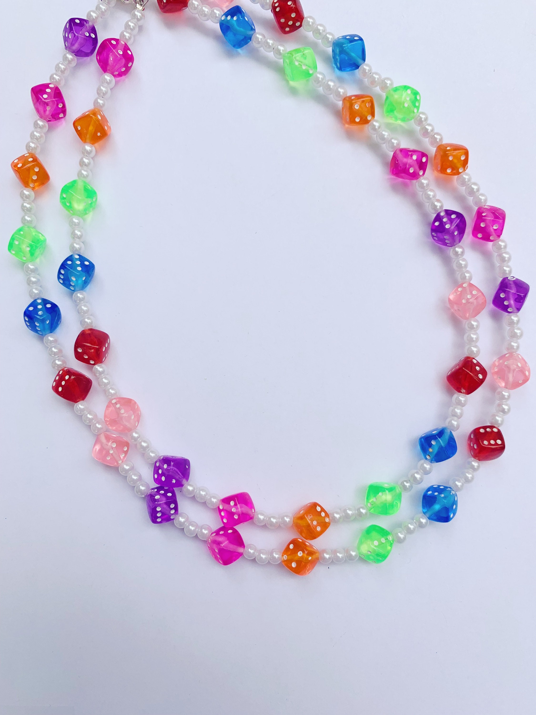 Custom Colorful Beaded Dice Necklace Etsy UK