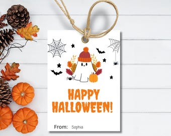 Editable Halloween Gift Tags, Trick or Treat Favor Tags (PDF)