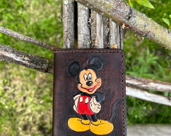 Mickey Mouse Leather Wallet Gifts for Men, Cardholder, Personalized Slim  Minimalist Leather Wallet, Handmade Mickey Mouse Wallet Gift 