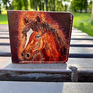 Leder Geldbeutel,Handgemacht,Pferd,hand punziert