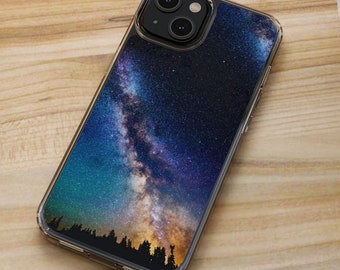 Doorzichtige iPhone-hoesje Galaxy - Cover Melkweg Space Nebula, beschermende telefoonhoes sterrenhemel, telefoonaccessoires Celestial Stars, universum
