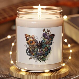 Soy Candle Butterfly Steampunk Design - Home Decor, Aromatherapy Candle, Gift for Her, Eco-friendly Candle, Unique Decor, Housewarming Gift