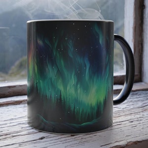 Farbwechsel Tasse - Aurora Borealis Kaffeetasse, Wärmeempfindliche Teetasse, Magische Farbmorphing Tasse, Einzigartiges Geschenk für Naturliebhaber