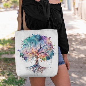 Tree Of Life - Tote Bag (AOP), Watercolor Design, Nature Loving, Grocery Bag, Travel Tote