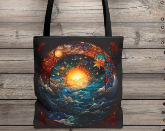 Celestial Sun - Tote Bag (AOP), Travel Bag, Grocery Tote, Floral Bag
