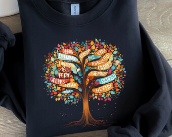 World Kindness - Unisex Heavy Blend™ Crewneck Sweatshirt, Vibrant Tree of Life, Multiple Languages, The Sacred Tree