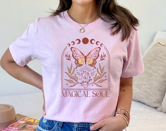 Magical Soul Shirt - Unisex Short Sleeve Tee, Mystical Butterfly Shirt, Boho Design, Gift for Her