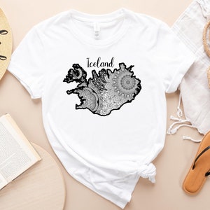 ICELAND - Unisex Short Sleeve Tee, Mandala Design, Reykjavik, Scandinavia Souvenir