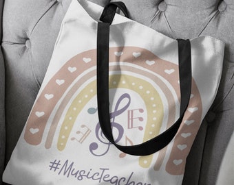 Music Teacher - AOP Tote Bag, Teacher Appreciation, Inspiring Mentor, Gift of Music, Gift for Teacher, Musician, # Music Teacher