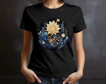 Celestial Garden - Unisex Short Sleeve Tee, Wildflowers Shirt, Floral Shirt, Moon Shirt, Bella Canvas