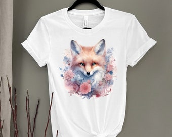 Cute Fox Shirt - Fox Print Shirt, Fox Lover Shirt, Floral Fox Shirt, Gifts for Fox Lovers, Cottagecore Clothing, Forestcore Shirt, Woodland