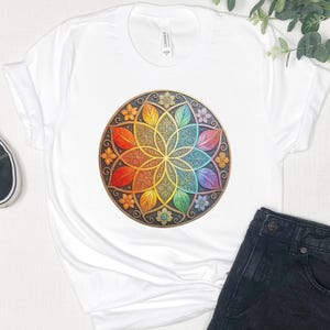 Colorful Mandala Unisex Jersey Tee - Bohemian Style Shirt, Meditation Tee, Gift for Yoga Lovers, Summer Vibes T-Shirt