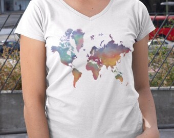 Wereld kaart t shirt - Etsy Nederland