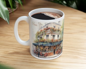 Parijs - keramische koffiemok 11oz, Parijse café, Franse souvenir