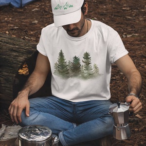 Pine Tree Shirt - Kiefer Baum Tshirt für Männer - Baumlinie T-Shirt für Geburtstagsgeschenk - Baum Tee für Ihn - Outdoor Shirt -Natur Enthusiast