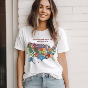 Native Botanicals van de Verenigde Staten - Unisex T-shirt met korte mouwen, State Flower Shirt, USA State Map, Cadeau-idee