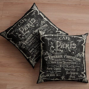 Vintage Paris Café - Gesponnen polyester kussen, Boulangerie (bakkerij), 19e eeuw, Frans souvenir, Frankrijk