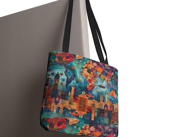 Colorful World Map Tote Bag - Stylish Travel Tote, Eco-Friendly Bag for Adventurers, Great Gift for Travelers, Trendy Shopping Bag