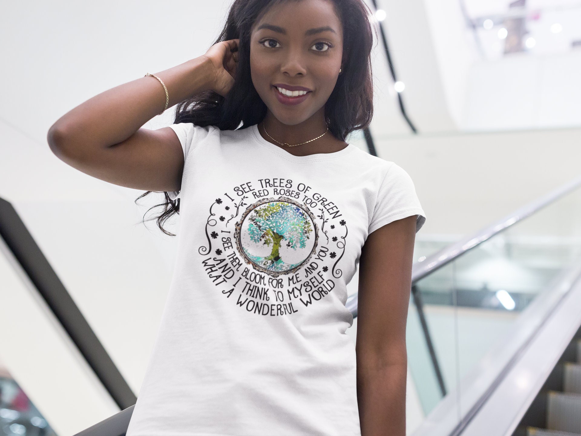 "What A Wonderful World" Hippie T-Shirt For Women - Vintage Inspired Comfort Top