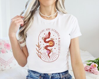 You Are Strong & Beautiful Tee - Inspirational Unisex Jersey Shirt, Empowerment Clothing, Gift for Her, Positive Affirmation Tee, Self-Love