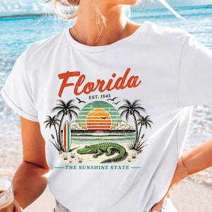 Vintage Florida Graphic Tee - Retro Florida Shirt, Sunshine State Apparel, Summer Beach Tee, Gift for Florida Lovers