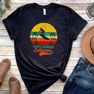 Santa Barbara California Shirt - Unisex Kurzarm T-Shirt, Palmen, Sonnenuntergang, Surfen, So Cal, Souvenir, Grafik Tshirt