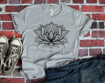 Mandala Lotus Shirt - Mandala Shirt - Lotus Shirt - Flower Shirt -Yoga Shirt - Minimalist Tee